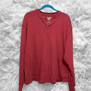 RedHead Men's Long Sleeve Red Henley Shirt